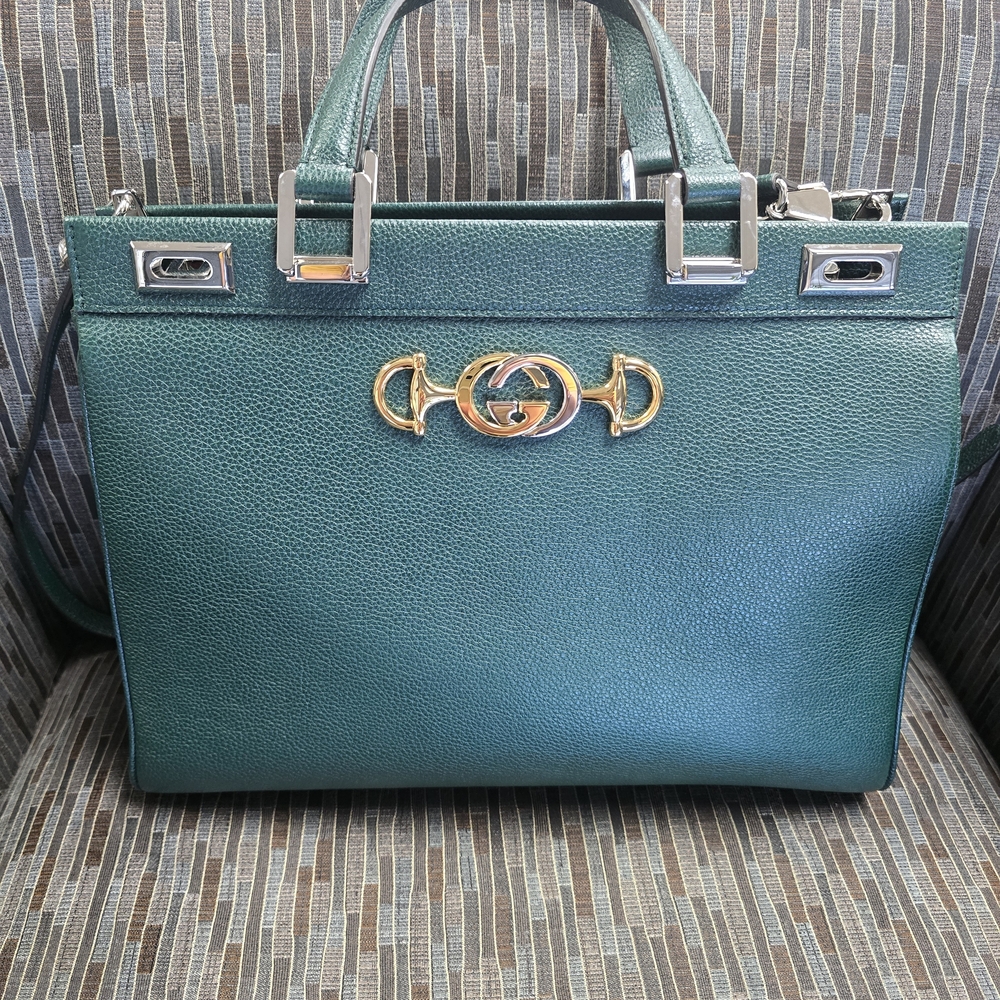Gucci Green Satchel with Gold Hardware